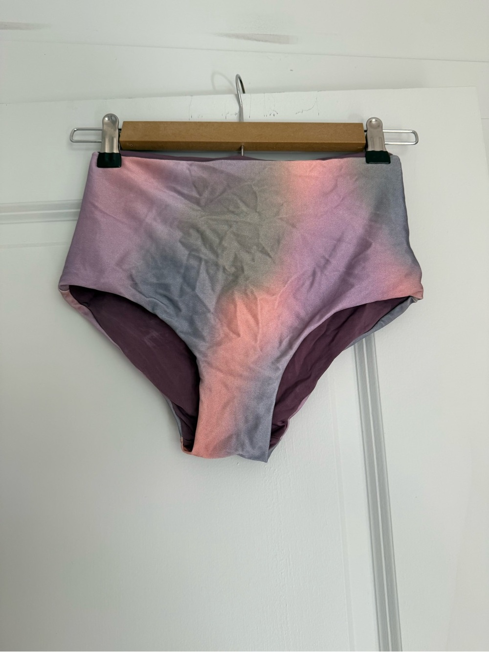 Malai High-Waist Ombre Bikini Bottoms in Pink & Purple